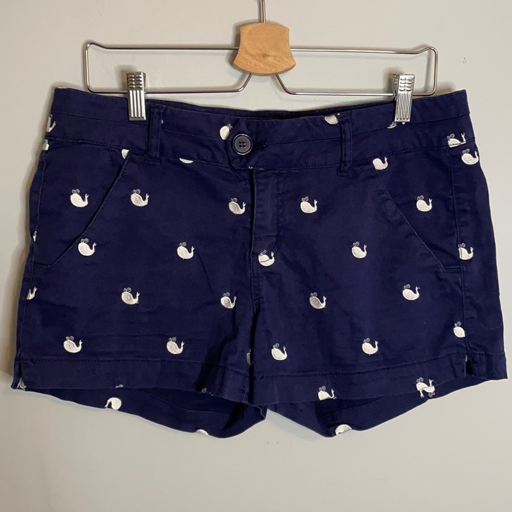FSR Navy Shorts with Embroidered Whale Print